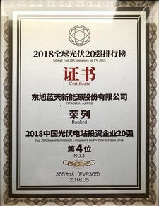 東旭藍(lán)天榮登2018中國光伏電站投資企業(yè)20強(qiáng)，引領(lǐng)清潔能源投資新篇章